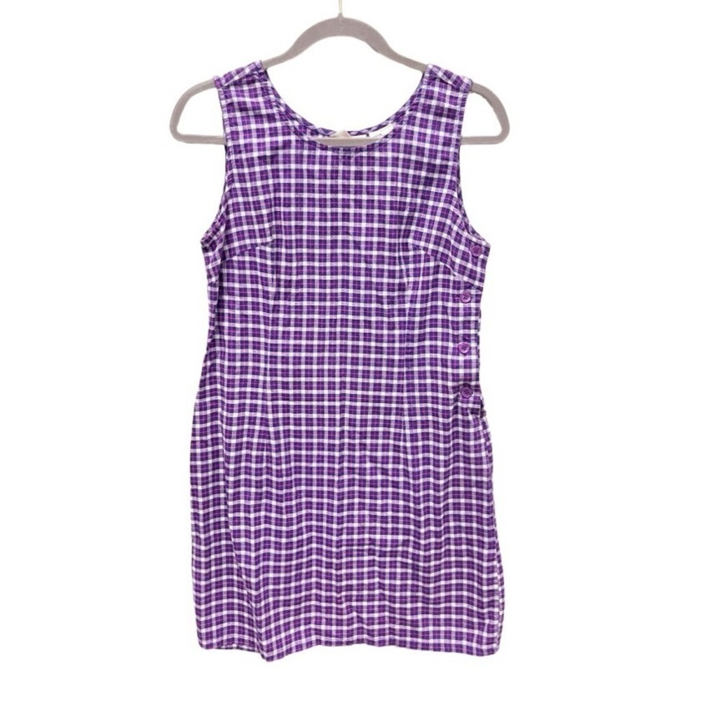 Vintage 1990s Faded Glory Gingham Jumper A Line Mini Dress Size Medium Y2K
